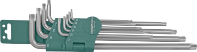 Комплект угловых ключей Torx Extra Long Т9-Т50, 1 S2 материал, 10 предметов Jonnesway H12S110S