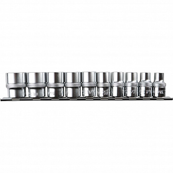 Набор торцевых головок 1/2" 12-ти гранных, 10 пр. на линейке, 3/8"-15/16" Licota