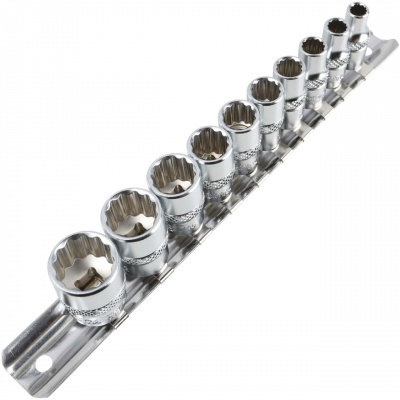 Набор торцевых головок 1/4" 12-ти гранных, 10 пр. на линейке, 3/16"-9/16" Licota