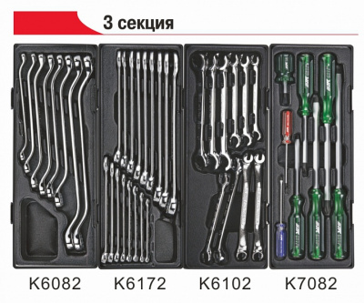 Тележка инструментальная (JTC-3931) 3 секции с набором инструментов 225 предметов JTC-3931+225