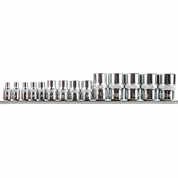 Набор головок Е-профиль Е4-Е24 1/4", 3/8", 1/2" 14пр. на линейке Licota 5 