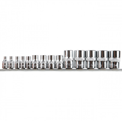 Набор головок Е-профиль Е4-Е24 1/4", 3/8", 1/2" 14пр. на линейке Licota 5 