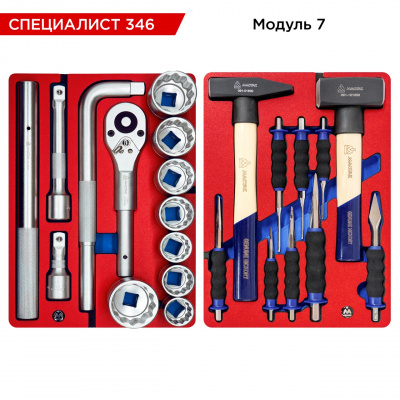 Набор инструментов 346 предметов, "СПЕЦИАЛИСТ 346", в синей тележке МАСТАК
