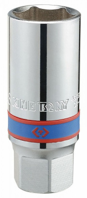 Головка свечная шестигранная 1/2", 21 мм, L = 70 мм, резиновый фиксатор 463521R King Tony