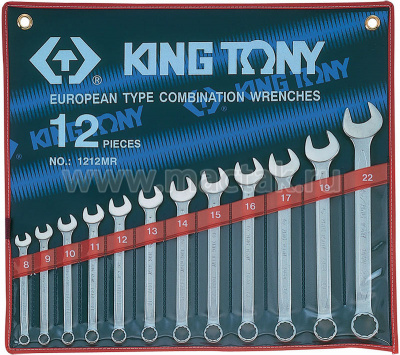 Набор комбинированных ключей, 8-22 мм, 12 предметов 1212MR King Tony