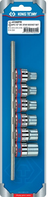 Набор торцевых головок 1/2", Е-стандарт, Е10-Е20, 6 предметов 4106PR King Tony