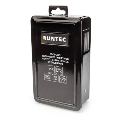 Набор сверл по металлу 1-13 мм, HSS-Co5, 25 предметов RUNTEC