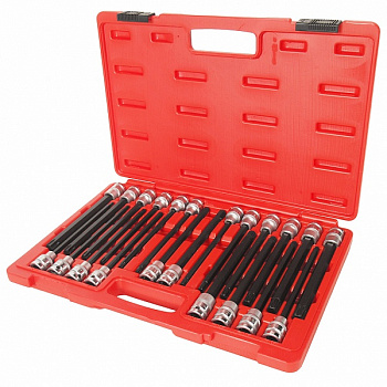Набор бит-головок 1/2 6-ти гранных HEX H5-H12,TORX T40-T70, SPLINE M8-M10,RM8-RM14 22 предмета JTC-5329