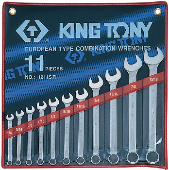 Набор комбинированных ключей, 1/4"-15/16", 11 предметов 1211SR King Tony