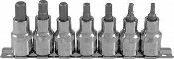 Набор насадок торцевых Ombra 1/2"DR с вставками-битами шестигранными на дрежателе, H4-H10, 7 предметов