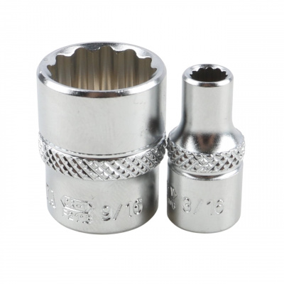 Набор торцевых головок 1/4" 12-ти гранных, 10 пр. на линейке, 3/16"-9/16" Licota