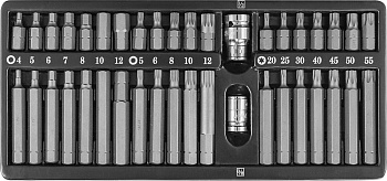 Набор вставок-бит 10 мм H4-12 мм, Т20-Т55, M5-M12 (30 и 75 мм.), 3/8 DR и 1/2 DR, 40 предметов Jonnesway S29H4140S