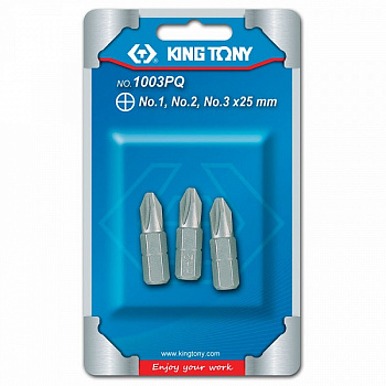 Набор вставок (бит) 1/4", крестовые, №1, №2, №3, 3 предмета 1003PQ King Tony