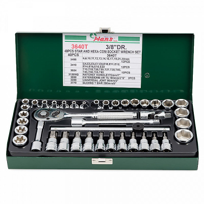 Набор торцевых головок 3/8'' TORX Hans