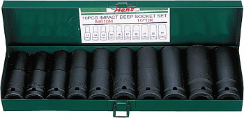 Набор длинных ударных торцевых головок 1/2" 10 предметов 6-гр Hans