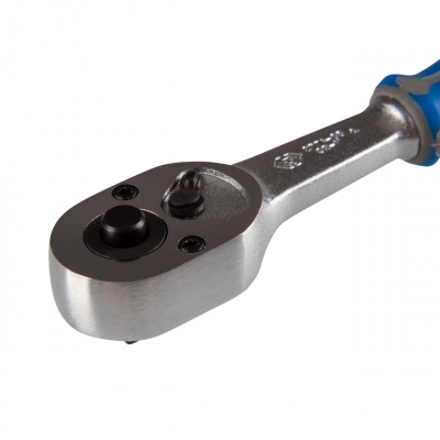 Трещотка 1/4", 140 мм, 24 зубца, флажковая с кнопкой, фиксатор 2771-55G King Tony