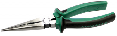 Длинногубцы прямые с двухкомпонентными рукоятками, 200 мм Jonnesway 
