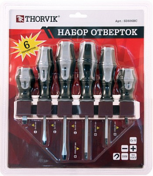 Набор отверток стержневых на держателе, 6 предметов Thorvik