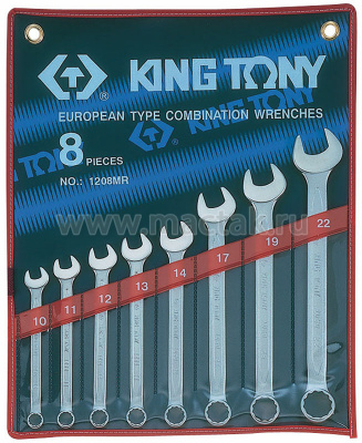 Набор комбинированных ключей, 10-22 мм, 8 предметов 1208MR King Tony