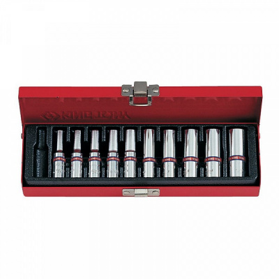 Набор глубоких торцевых головок 1/4", шестигранные, 5/32"-1/2", 10 предметов 2510SR King Tony