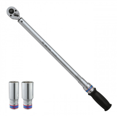 Динамометрический ключ 1/2", 60-340 Нм, "EXACT", футляр, в комплекте 2 торцевые головки KING TONY 