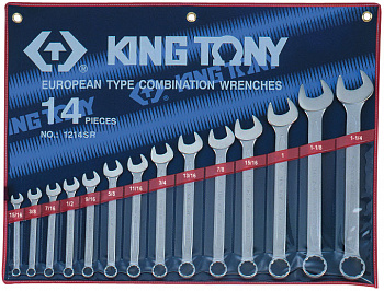 Набор комбинированных ключей, 5/16"-1-1/4", 14 предметов 1214SR King Tony