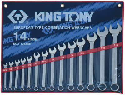 Набор комбинированных ключей, 5/16"-1-1/4", 14 предметов 1214SR King Tony