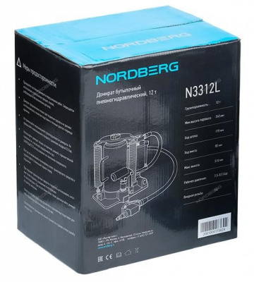 Домкрат бутылочный 12т пневмогидравлический NORDBERG