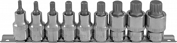 Набор насадок торцевых Ombra 1/2"DR с вставками-битами SPLINE на держателе, M5-M18, 9 предметов