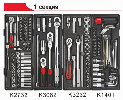 Тележка инструментальная (JTC-3931) 7 секций с набором инструментов 344 предмета JTC-3931+344