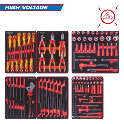 Набор инструментов "HIGH VOLTAGE" для тележки, 6 ложементов, 117 предметов KING TONY