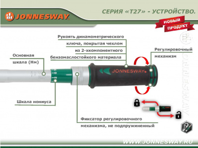 Ключ динамометрический 1/2 DR 20-100 Нм Jonnesway T27101N