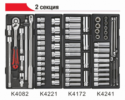 Тележка инструментальная (JTC-3931) 7 секций с набором инструментов 344 предмета JTC-3931+344