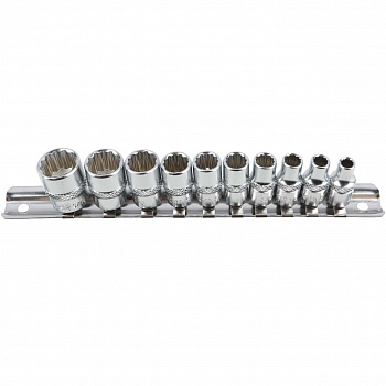 Набор торцевых головок 1/4" 12-ти гранных, 10 пр. на линейке, 3/16"-9/16" Licota