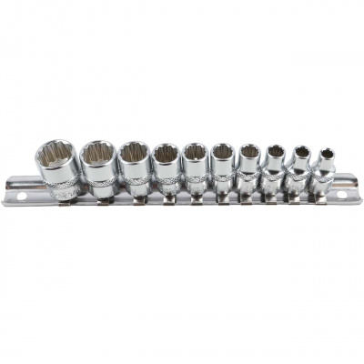 Набор торцевых головок 1/4" 12-ти гранных, 10 пр. на линейке, 3/16"-9/16" Licota