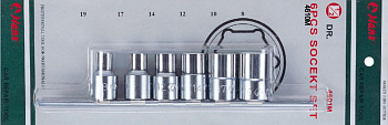 Набор 6-гранных торцевых головок на 1/2", 8-19 мм Hans