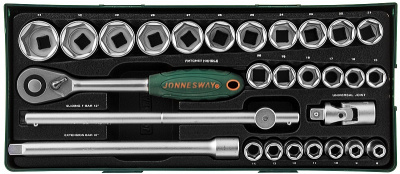 Набор торцевых головок 1/2 DR 8-34 мм, 28 предметов (ложементы) Jonnesway S04H4728SP