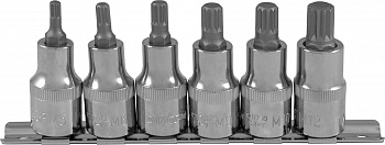Набор насадок торцевых Ombra 1/2"DR с вставками-битами SPLINE на держателе, M5-M12, 6 предметов