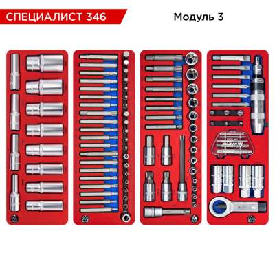 Набор инструментов 346 предметов, "СПЕЦИАЛИСТ 346", в синей тележке МАСТАК