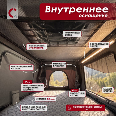 Палатка на крышу автомобиля Вох алюминиевая Сорокин 