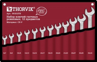 Набор ключей рожковых в сумке, 6-32 мм, 12 предметов Thorvik W1S12TB
