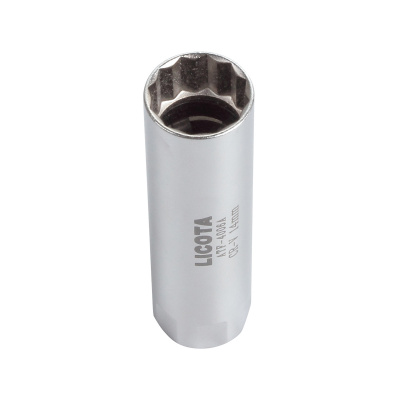 Головка, 3/8", 14 мм, торцевая, 12-гранная, глубокая, свечная Licota