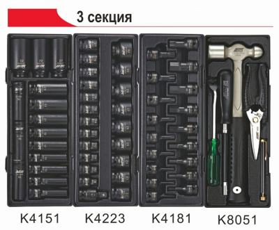 Тележка инструментальная (JTC-3931) 7 секций с набором инструментов 344 предмета JTC-3931+344