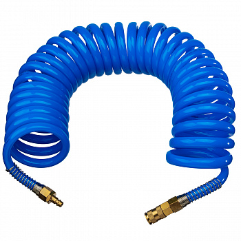 Шланг полиуретан (PU) 12*16, витой, 10 м, синий, БРС в комплекте GARWIN PRO