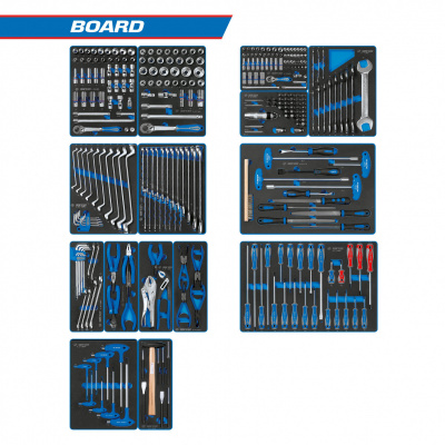 Набор инструментов "BOARD" для тележки, 15 ложементов, 325 предметов KING TONY 934-325MRVD
