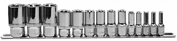Набор головок торцевых глубоких Ombra 1/4", 3/8", 1/2"DR на держателе, внешний TORX®, E4-E24, 14 предметов
