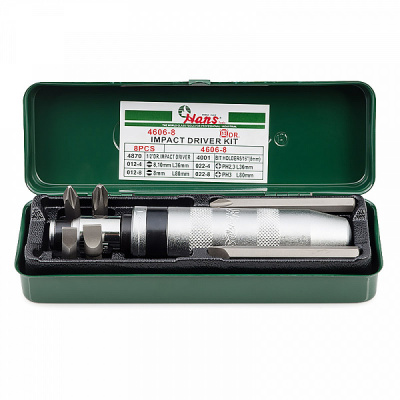 Ударная отвертка с битами 1/2" Hans