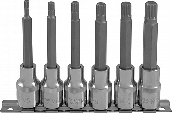 Набор насадок торцевых Ombra 1/2"DR с вставками-битами SPLINE на держателе, M5-M12, 100 мм, 6 предметов