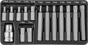 Набор вставок-бит 10 мм TORX® (30 и 75 мм), Т20-Т55, 15 предметов Jonnesway S29H4215S