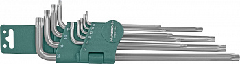 Комплект угловых ключей Torx Extra Long Т9-Т50, 1 S2 материал, 10 предметов Jonnesway H12S110S